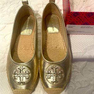 Tory Burch Minnie ballet espadrille in gold leather